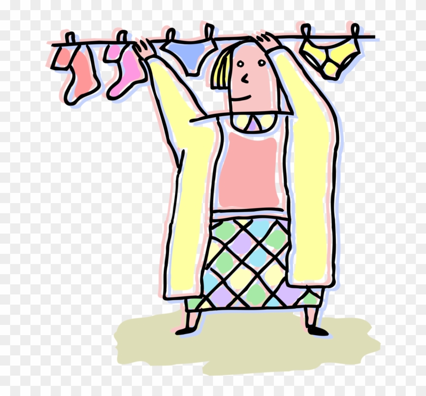 Vector Illustration Of Hanging Clothes Laundry On Clothesline - Vector Illustration Of Hanging Clothes Laundry On Clothesline #1178183