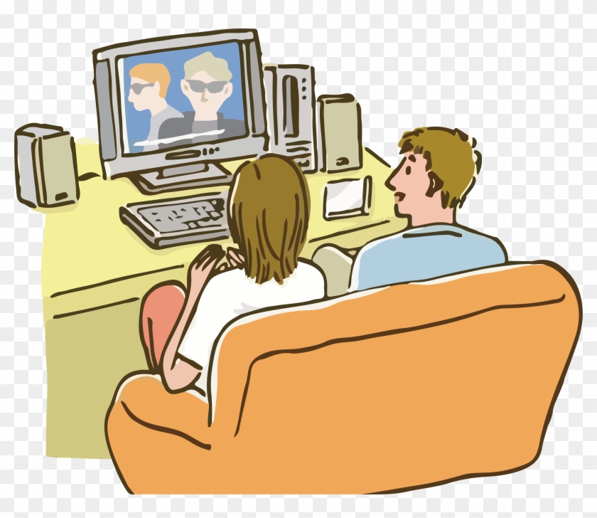 Cartoon Television Clip Art - Couple Watching Tv Together Cartoon #1178203