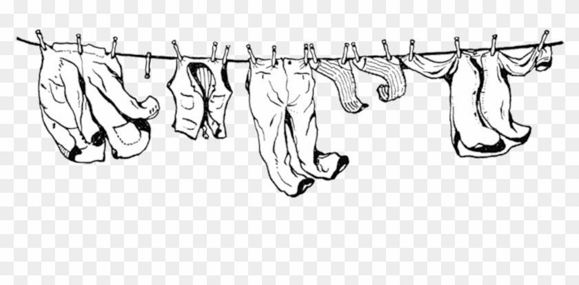 Clothes Line - Clothes Line Clipart Bw #1178201