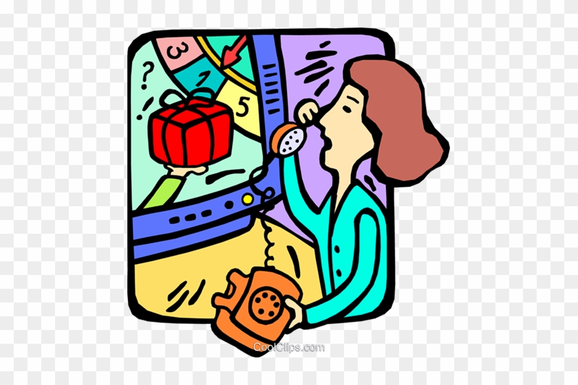 Woman On The Phone Watching Tv Royalty Free Vector - Clip Art #1178204