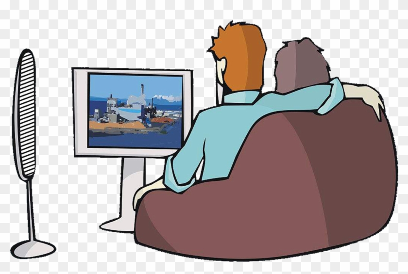 Television Drawing Cartoon Illustration - Old Couple Watching Tv - Free Transparent Png Clipart Images Download