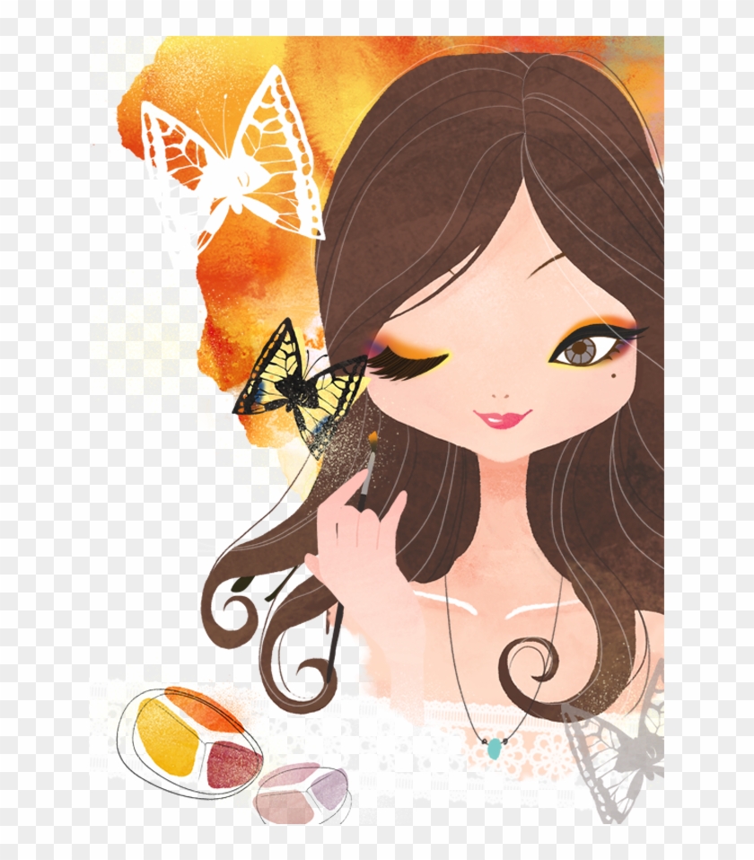 Make-up Cartoon Comics Bijin Illustration - Make Up Cartton Background #1178239