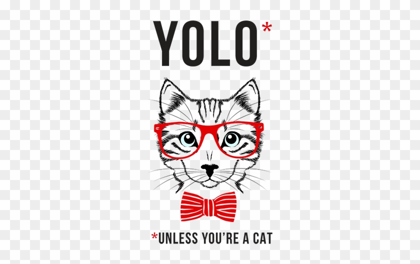 Yolo Cat T-shirt - Hipster Cat Shower Curtain #1178927