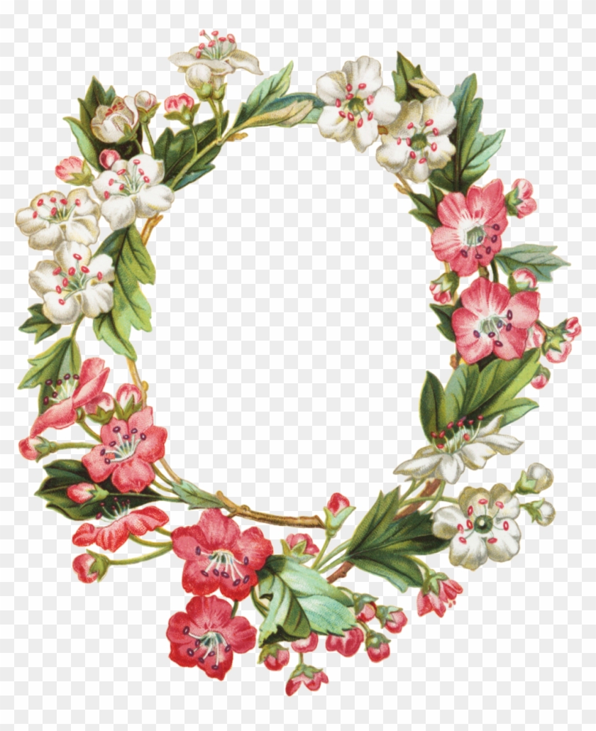 012 Apple Blossom Oval Wreath Graphicsfairy 1,020×1,200 - Floral Borders And Frames #1178998
