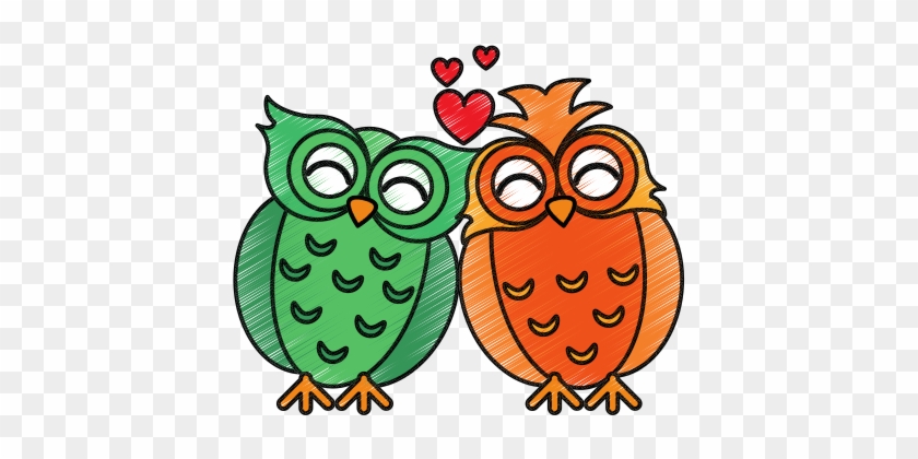 Couple Owls Vector Character Illustration - Illustration #1179038