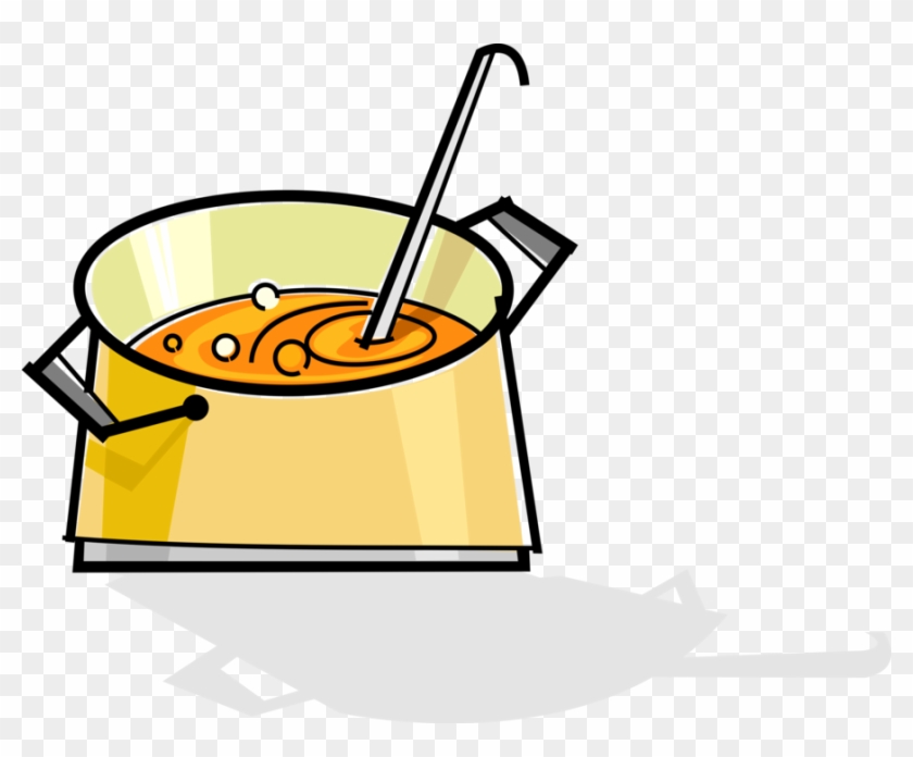 Vector Illustration Of Cooking Pot Of Soup With Ladle - Sopa Vetor Png #1179053