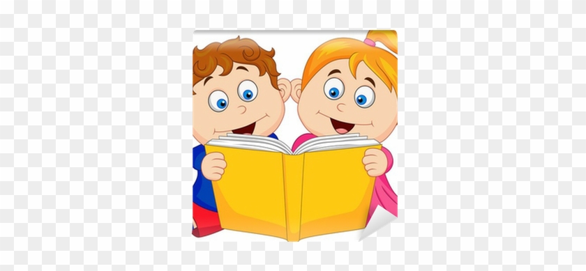Fotobehang Kinderen Lezen Van Een Boek • Pixers® - Cartoon Reading Book #1179133