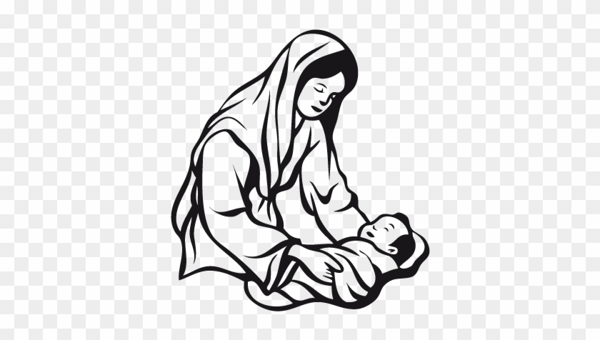 Mary And Baby Jesus Wall Sticker - Jesus Vector En Png #1179504