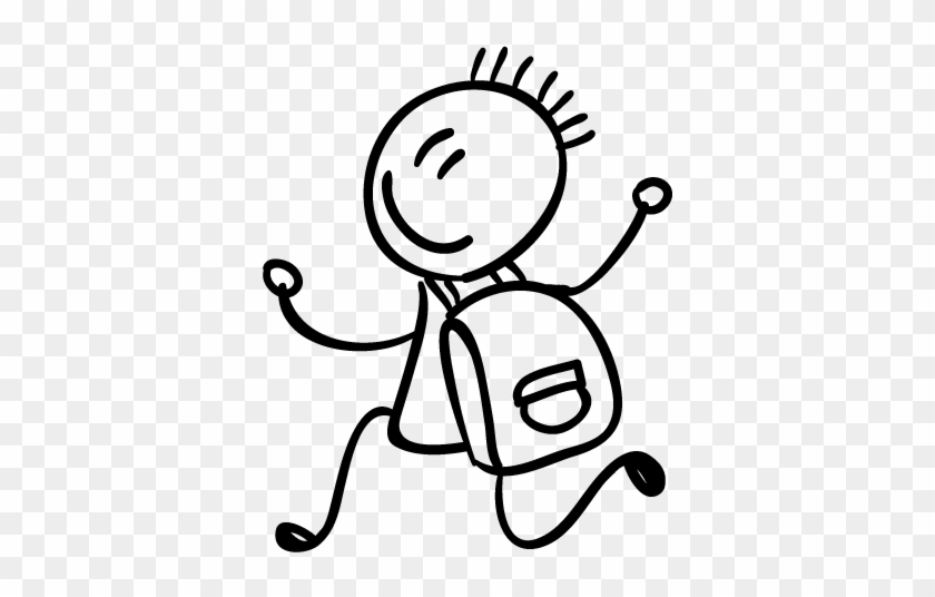 Student With School Bag Kids Sticker - Enfant Dessin #1179520