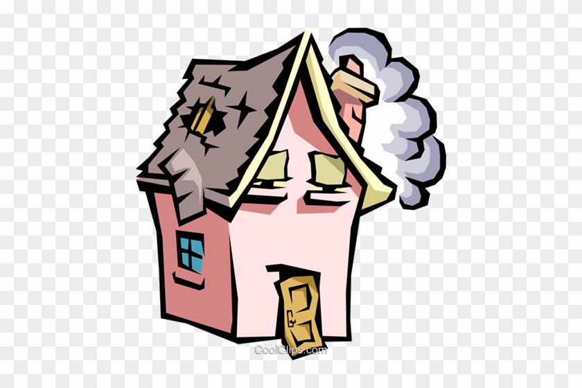 Casa Com Caricatura Face Livre De Direitos Vetores - Verfallenes Haus Clipart #1179575