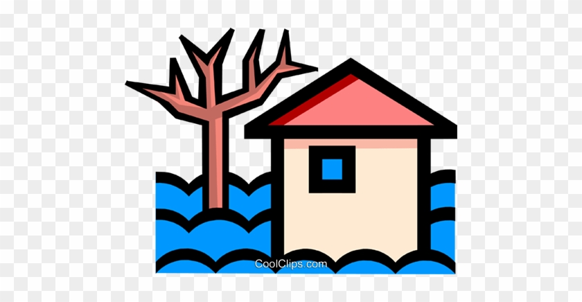 Casa Alagada Livre De Direitos Vetores Clip Art Ilustração - Easy To Draw Flood #1179587