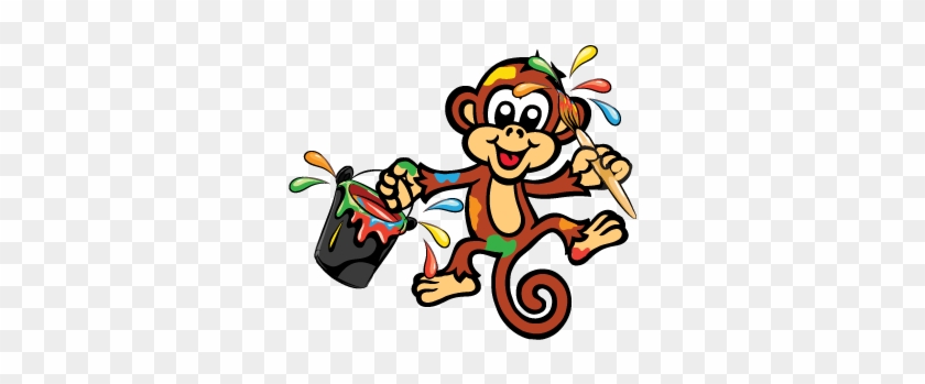 Paint Clipart Messy Play - Monkey Swinging From A Tree #1179902