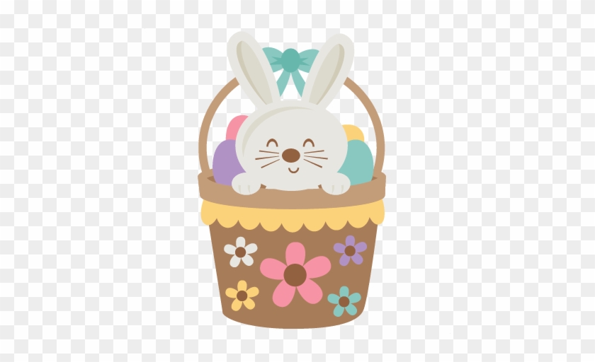 Easter Bunny In Basket Svg Scrapbook Cut File Cute - Cute Easter Bunny Clipart #1180084