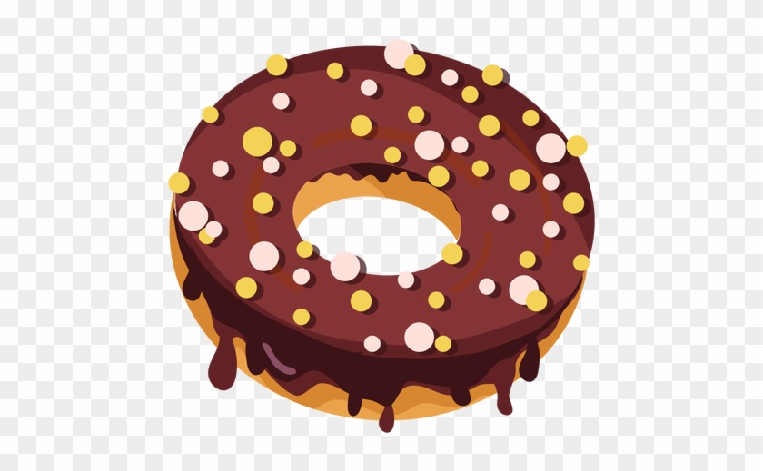 Chocolate Doughnut With Round Sprinkles Transparent - Chocolate Donut Png Vector #1180319