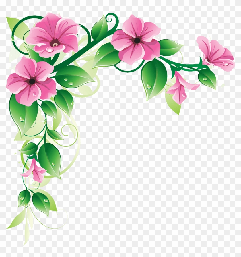 Flower Border Flowers Clip Art Borders Image - Corner Flower Designs Png #1180425