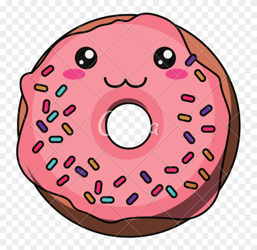 Donut With Kawaii Face Design - Kawaii Donut #1180467