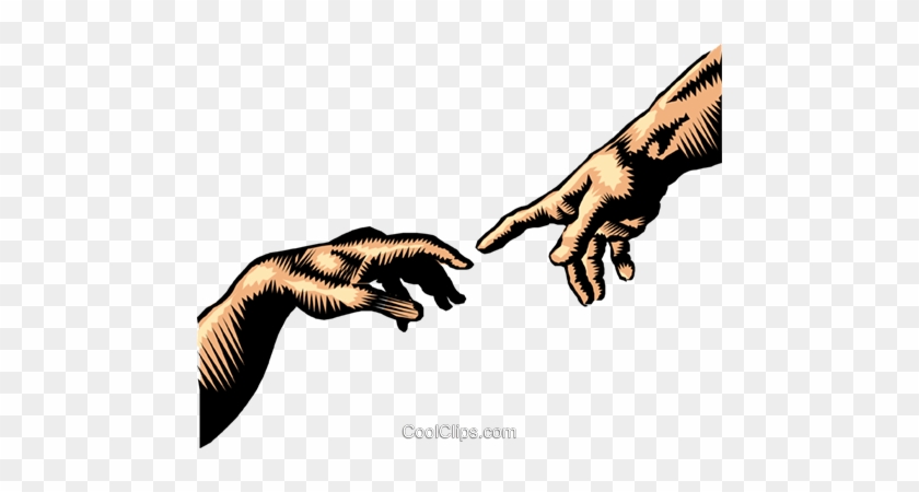 Hand Of God, The Creation Of Adam Royalty Free Vector - Two Hands Touching Art #1180570