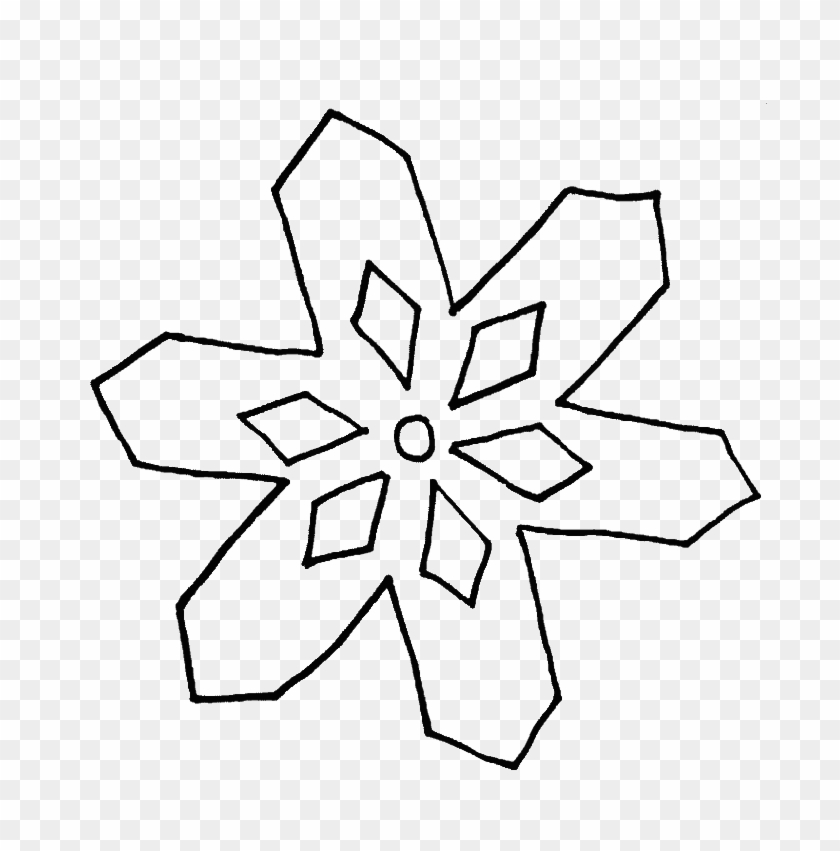 Snowflake With A Simple Pattern Coloring Pages - Line Art #1181459