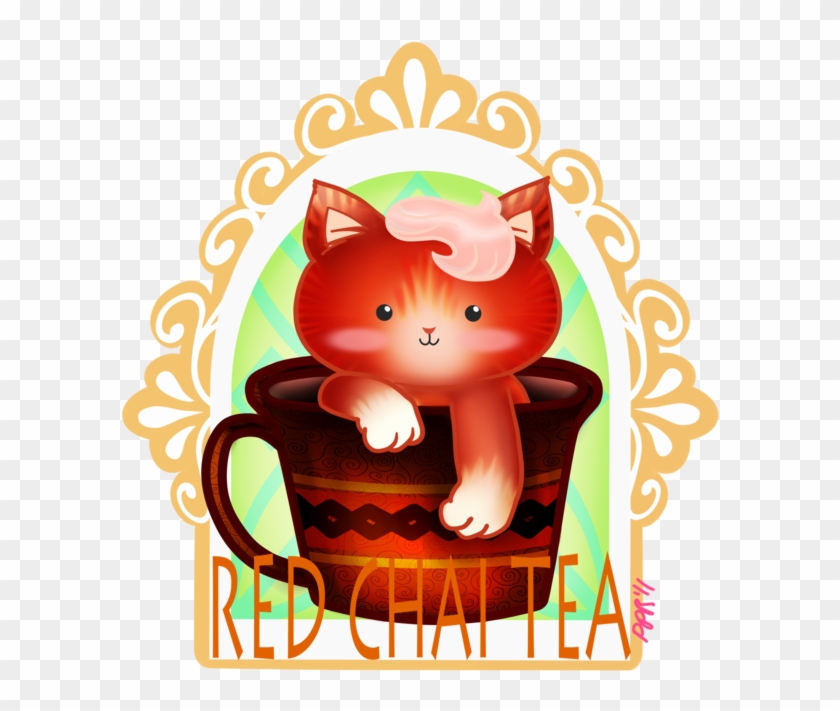 Red Chai Tea Kitty- Label By Pinkplaidrobot - Cartoon #1181609