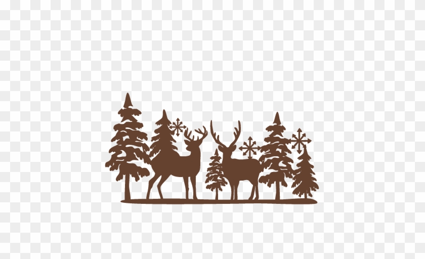 Winter Reindeer Svg Scrapbook Cut File Cute Clipart - Winter Scene Silhouette #1181877