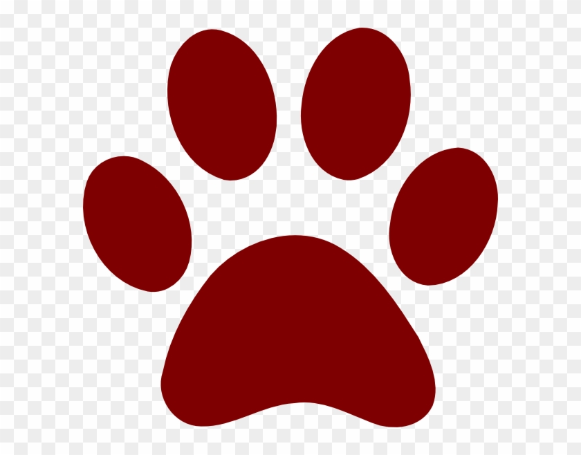 Maroon Clipart Paw Print - Red Paw Print Clip Art #1182215