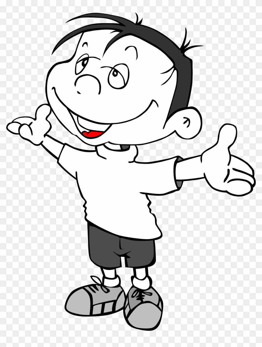 And White Clipart Of A Boy Walking In Hallway - Boy Clipart Png Black And White #1182379