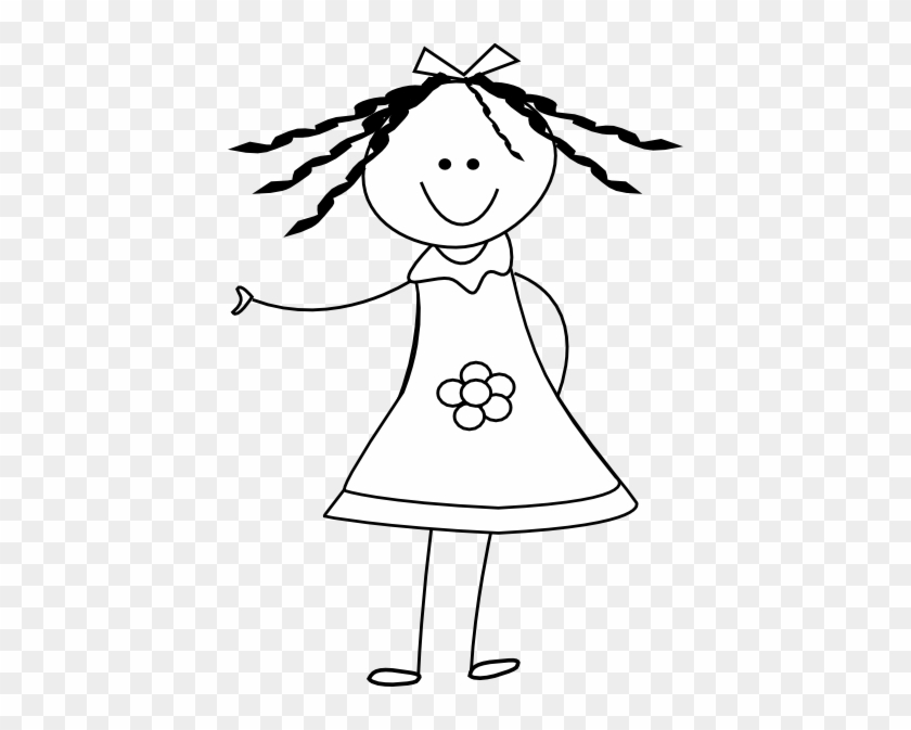 Happy Girl Clipart Black And White #1182384