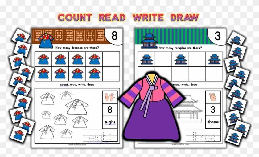 Korea Number Counting Activities Learning Numbers Worksheets - Screenshot #1182546