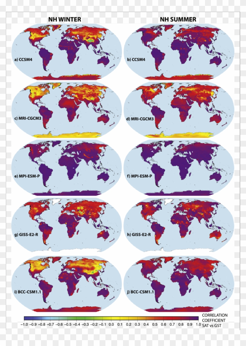 Seasonal Correlation Coefficients Between 21-year Filtered - World Map #1182583
