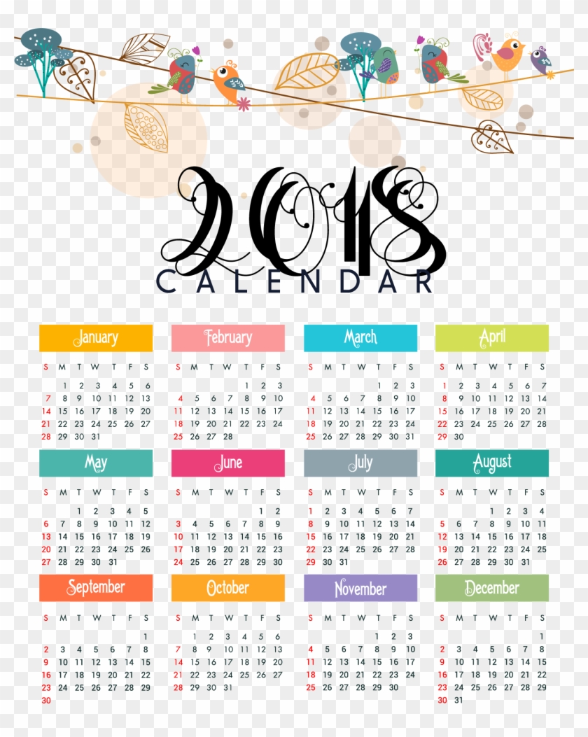 1 - - New Year Calendar 2018 With Holidays #1182663