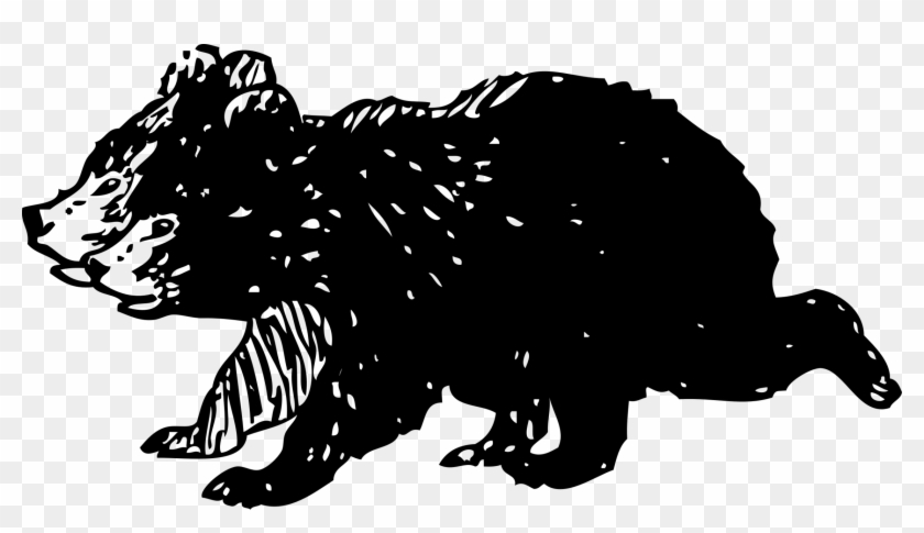 Clip Art Black Bear Medium Size - Bear Cub Cartoon Black White #1183246
