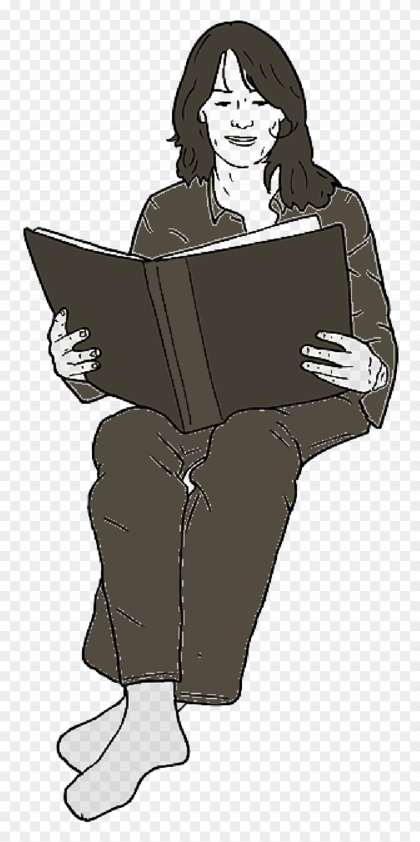 Lady, Woman, Reading, Cartoon, Book, Sitting - Woman Reading Clip Art #1183312