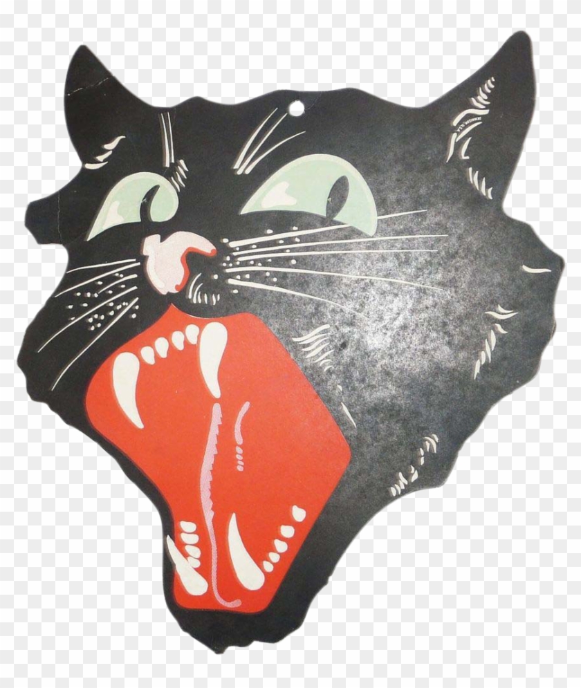 Vintage Dennison Halloween Black Cat Die Cut For Kids - Christmas Carol #1183373