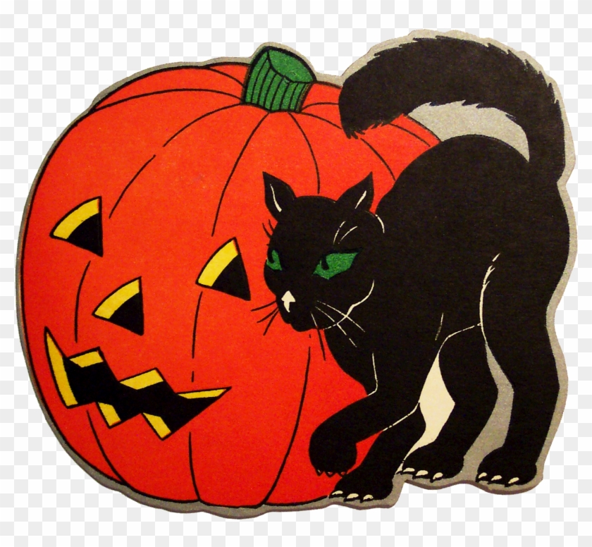 To Download Click On The Picture To Get A Full Size - Art Print: Black Cat With Jack-o-lantern, 61x41in. #1183381