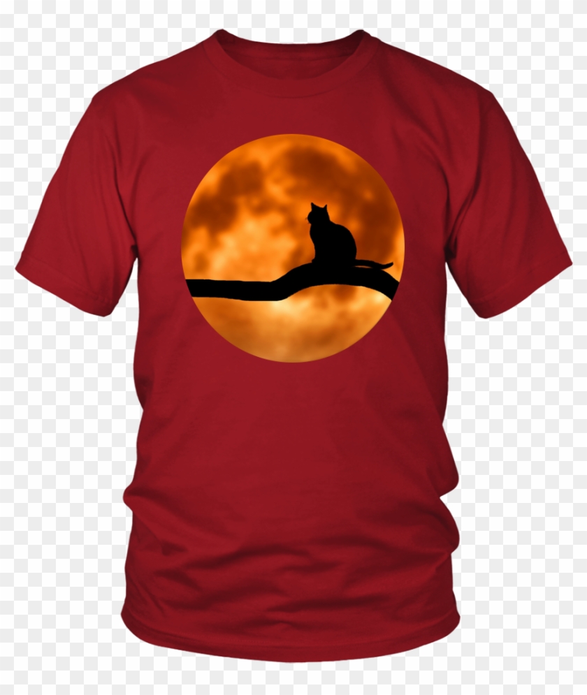 Spooky Black Cat & Full Moon Halloween Unisex T Shirt - Black Cat In The Moonlight Notebook #1183391