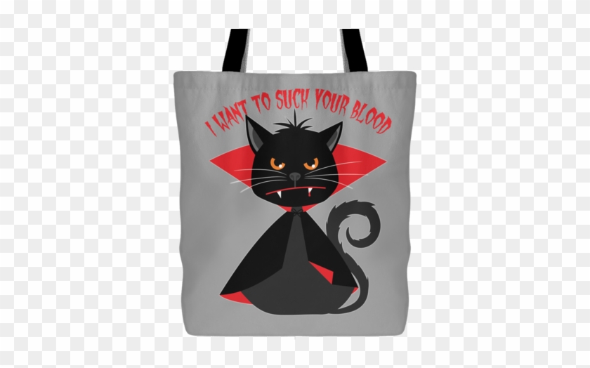 Vampire Cat Halloween Tote Bag - Tote Bag #1183395