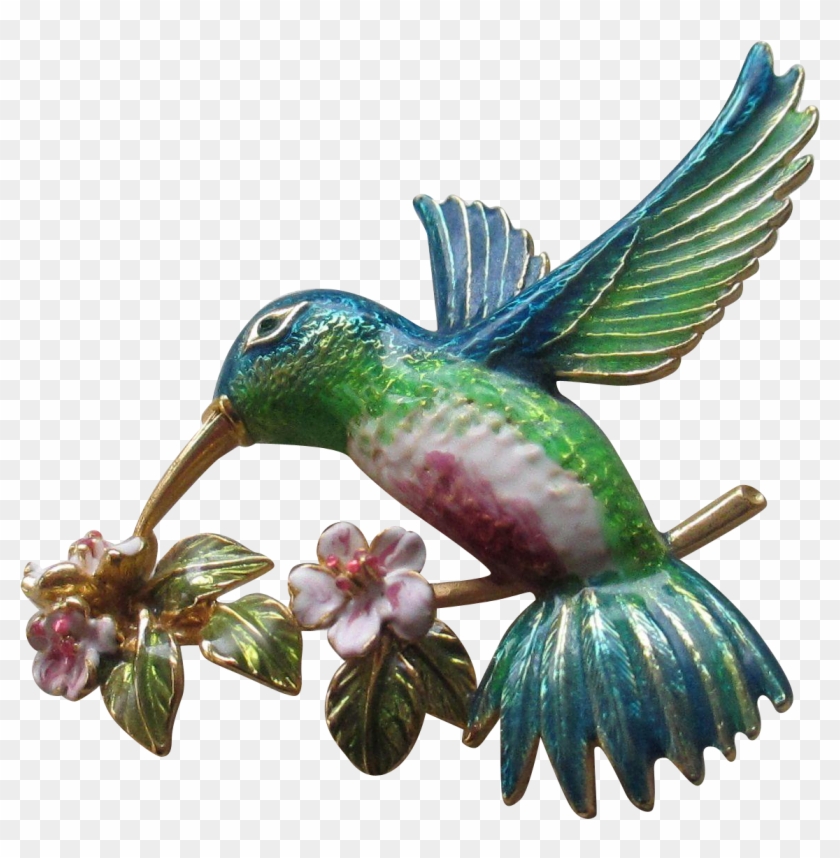 Joan Rivers In Flight Enamel Humming Bird Brooch - Hummingbird #1183468