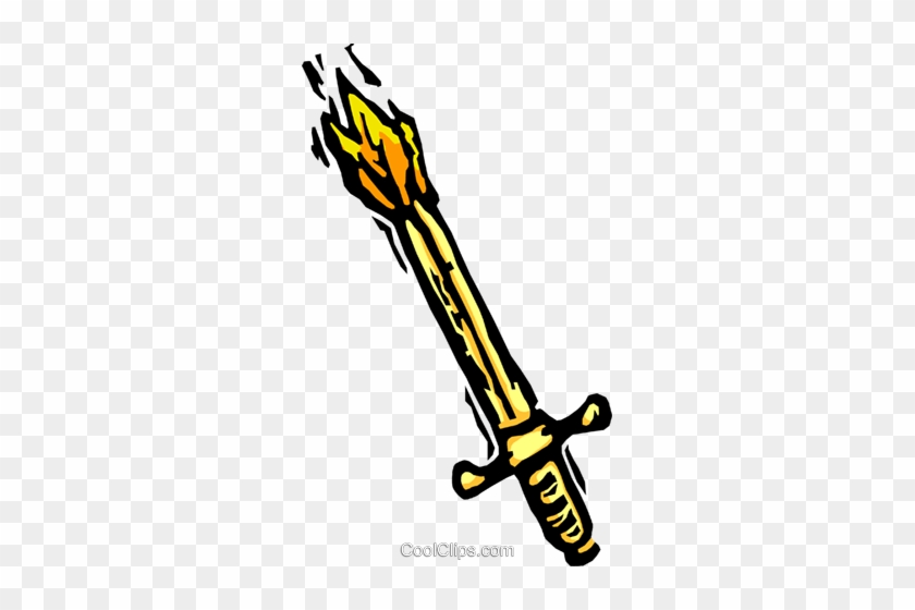 Burning Sword Royalty Free Vector Clip Art Illustration - Burning Sword Royalty Free Vector Clip Art Illustration #1183980
