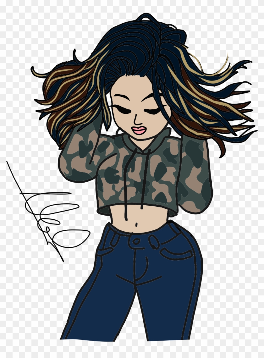 Hot Girl Cute Croptops Music Drawing Illustration Freet - Drawing Of Girls In Crop Tops #1184386