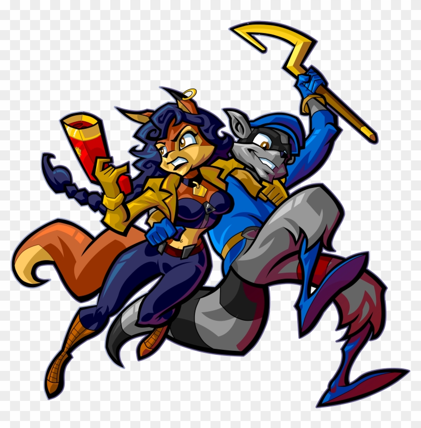 This Is Sly Swinging Into Action With The Foxy Inspector - Sly Cooper And Carmelita #1184492