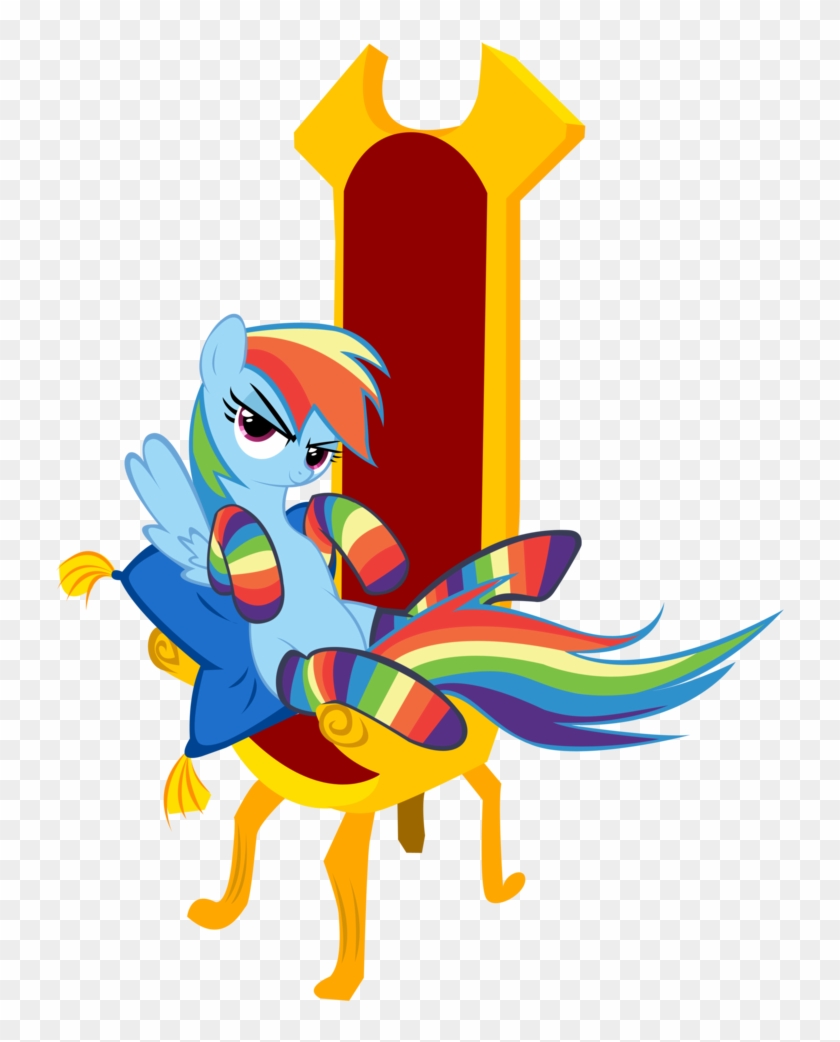 Artist Needed, Clothes, Rainbow Dash, Rainbow Socks, - Rainbow Dash On A Throne #1184667