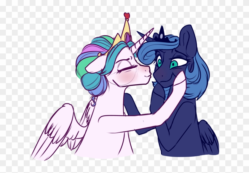 Crown, Duo, Eyes Closed, Female, Heart, Jewelry, Kissing, - Cartoon #1184703