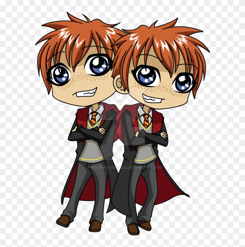 Chibi Weasley Twins By Onceuponadoodle - Chibi Fred And George #1184731