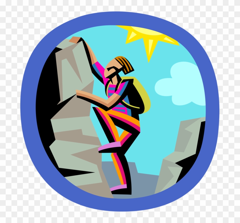 Vector Illustration Of Mountaineering Rock Climber - Rock Climbing Clip Art #1184936