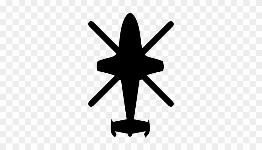 Helicopter Black Shape Top View Vector - Helicopter Icon Top View #1185018