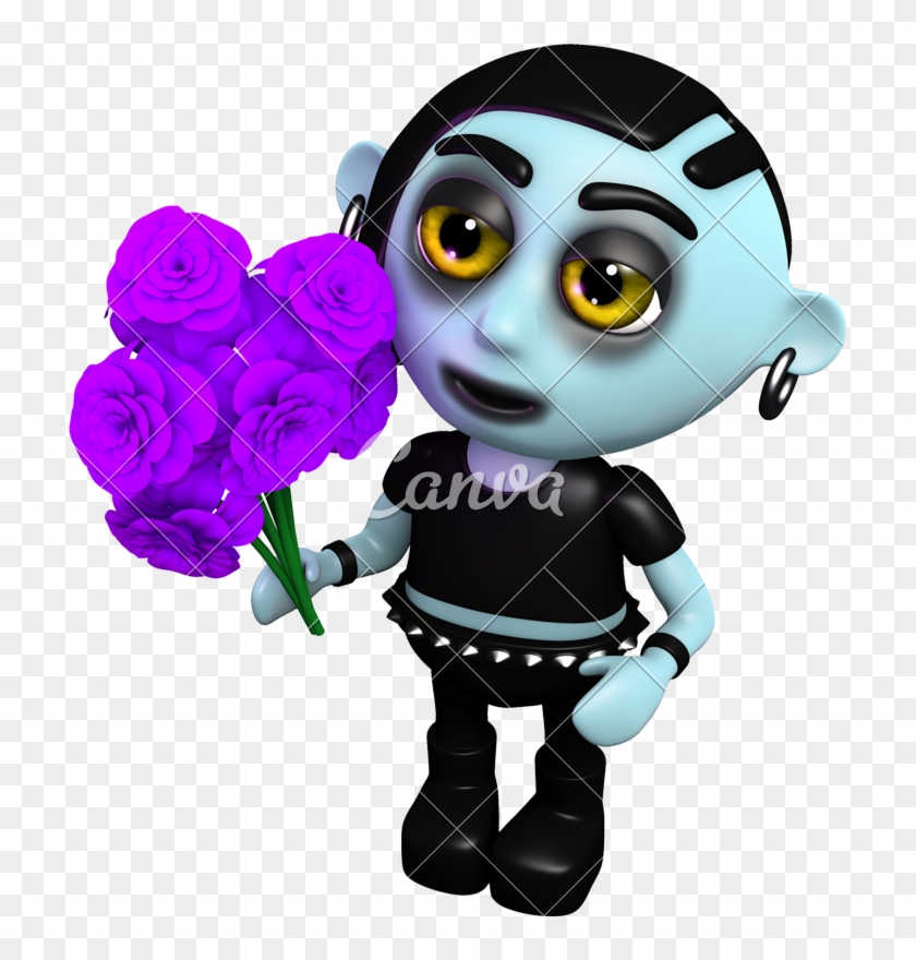 3d Goth With Flowers - Punk Subculture #1185251