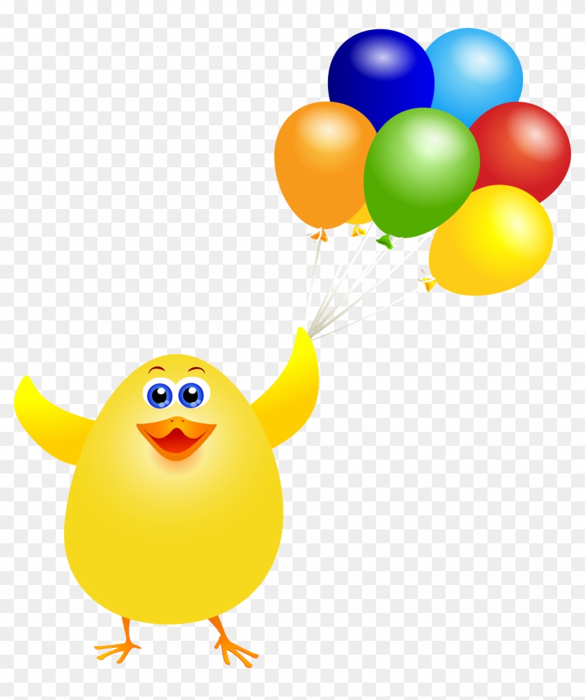 Easter Chicken With Balloons Png Clip Art Image - Easter Balloon Clipart #193281
