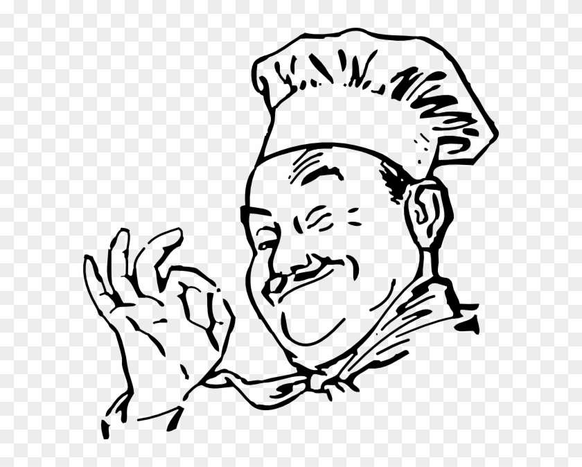 Chef Says Okay Clip Art - Cartoon Chef Black And White #193368