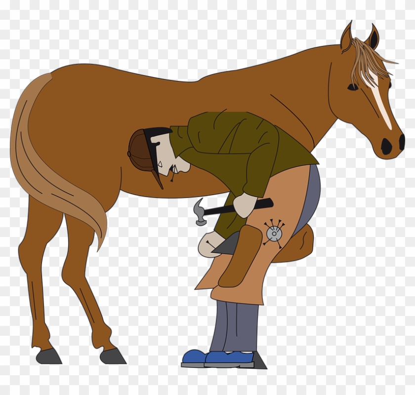 Horse With Blacksmith - Shoeing A Horse Clipart #193392