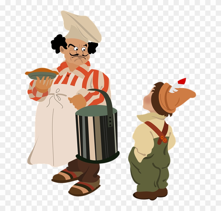 Chef, Boy, Cooking, Evil, Mustache, Pie, Bucket - Cartoon #193429